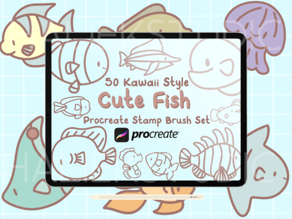 Cute Fish Procreate Stamp Brush Set: Streamlining Digital Creativity with Kawaii Consistency