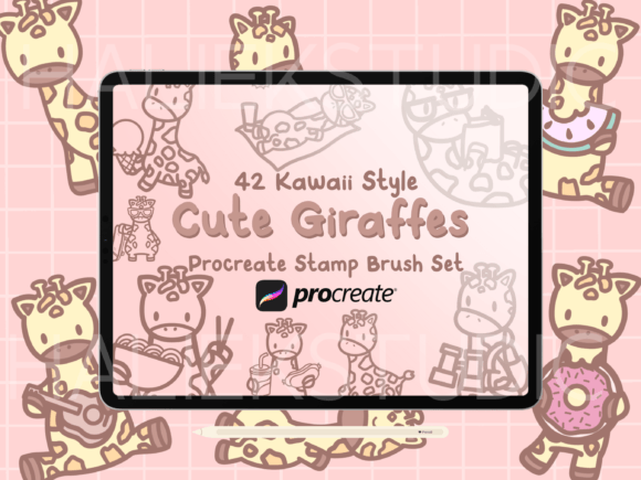 Cute Giraffes Procreate Stamp Brush Set: A Creative Toolkit for Digital Artists