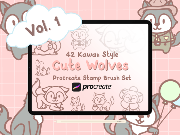 Cute Wolves Vol. 1 Procreate Stamps: Elevate Your Digital Art with Kawaii Consistency