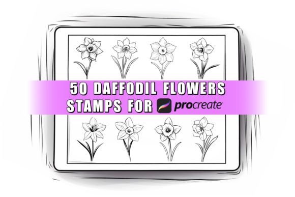 Daffodil Flowers Procreate Stamps Brush