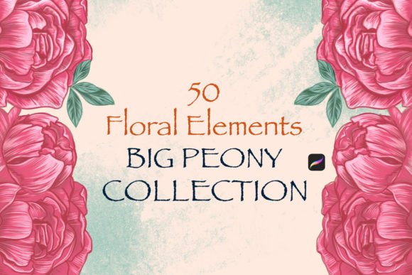 Floral Elements . Big Peony Collection: Elevating Digital Art with Depth and Texture