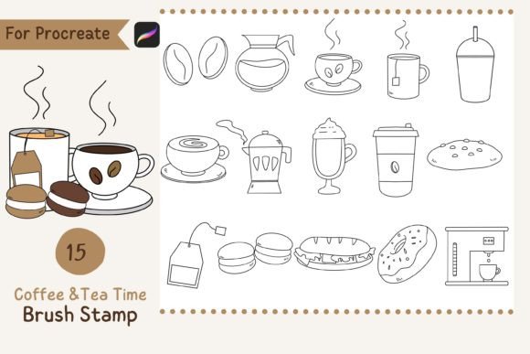 Procreate Brush Stamp Coffee Tea Time