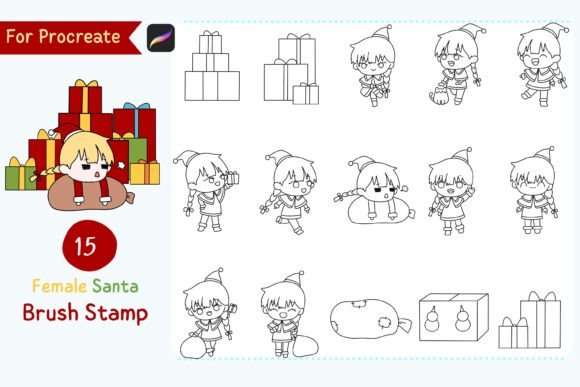 Procreate Brush Stamp Female Santa: A Creative Tool for Modern Holiday Art
