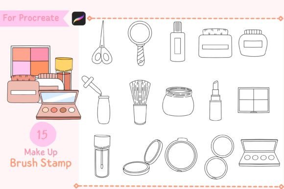 Procreate Brush Stamp Make Up: 15 Doodles