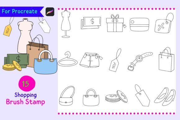 Procreate Brush Stamp Shopping: 15 Doodles
