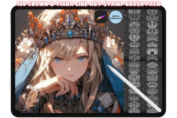 Procreate Crown Tiara Stamp Brush Set