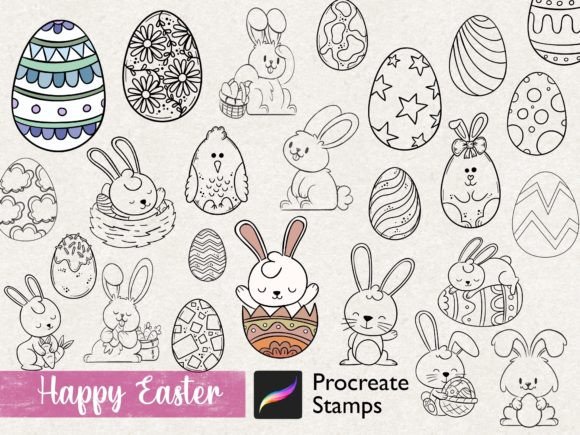 Procreate Happy Easter Bunny Egg Stamp: Elevating Digital Spring Illustrations