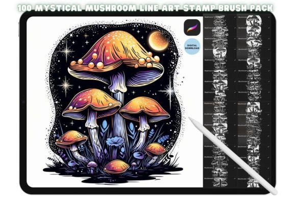 Procreate Mystical Mushrooms Brush Stamp